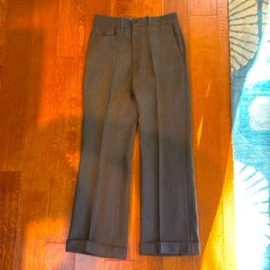 Vintage chocolate brown slacks with white pinstripes